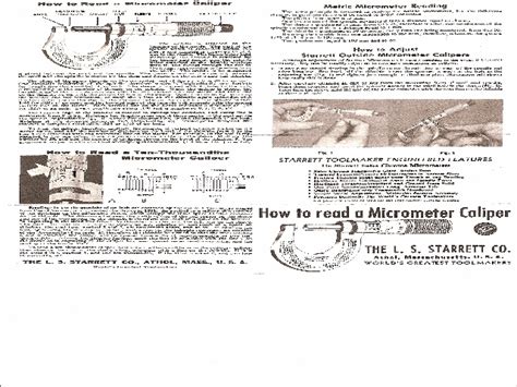 Starrett How To Read A Micrometer Caliper Guide