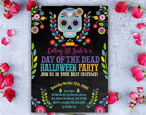 Day Of The Dead Invitation Dia De Los Muertos Invitation Etsy