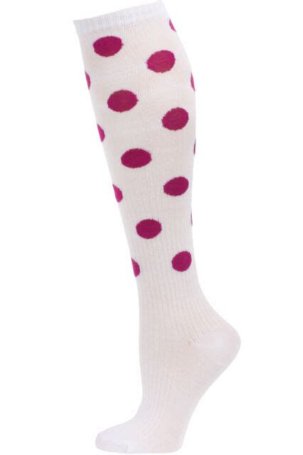 Chatties Womens Polka Dot Knee Socks 1 Pair Whitepink Ebay
