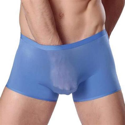 Tonsee Men Sexy U Shaped Ice Silk Boxer Brief Underwear L Blue Amazonca Clothing And Accessories