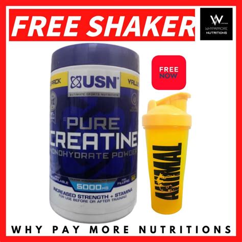 Usn Pure Creatine Monohydrate Unflavour 410g 82 Serving Free Shaker Shopee Malaysia