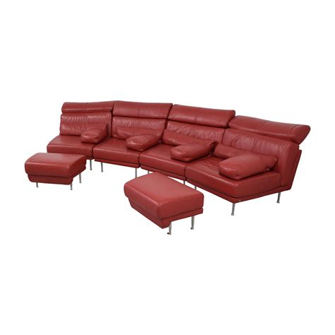 Natuzzi red leather sectional sofa 2 pc right hand. 90% OFF - Natuzzi Natuzzi Red Leather Sectional with Two ...