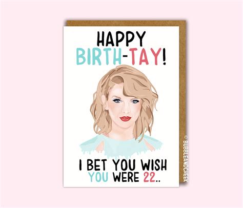 Taylor Swift Inspired Birthday Card Happy Birth Tay Wishing Etsy