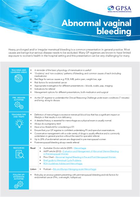 Gpsa Gp Supervisors Australia Abnormal Vaginal Bleeding