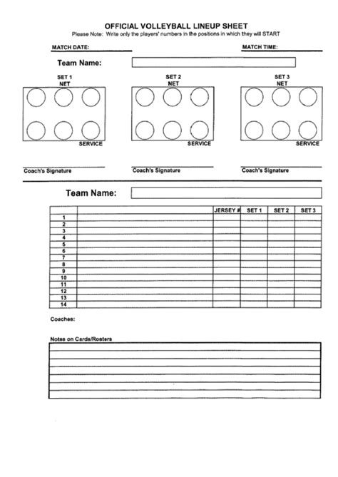Printable Pdf Volleyball Lineup Sheet Printable Templates