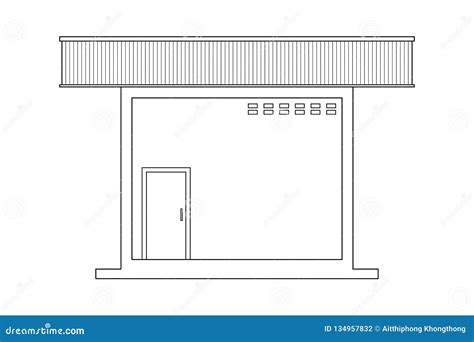 Abstract Outline Drawing Space Frame Structure Of Storehouse Vector