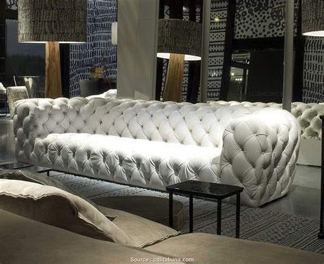 Elegant White Leather Sofa Set Baci Living Room