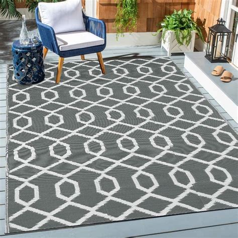 Pauwer Outdoor Rugs Reversible Mats Plastic Straw Rug Modern Area Rug