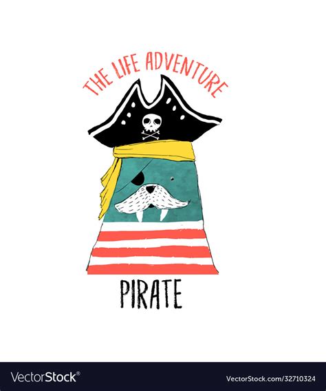 Pirate Print Design With Slogan Royalty Free Vector Image