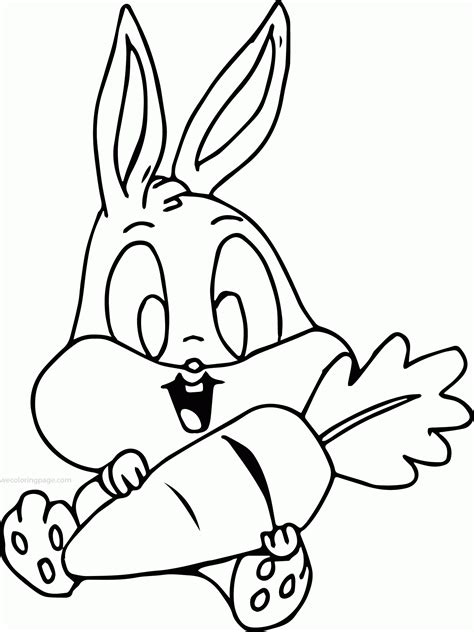 Baby Bugs Bunny Holding Carrot Coloring Page Wecoloringpage