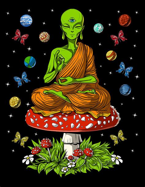 Mushroom Alien Buddha Digital Art By Nikolay Todorov Fine Art America