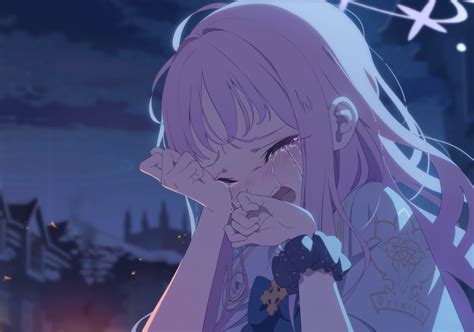 Safebooru 1girl Blue Archive Blurry Blurry Background Blush Crying Halo Highres Long Hair Mika