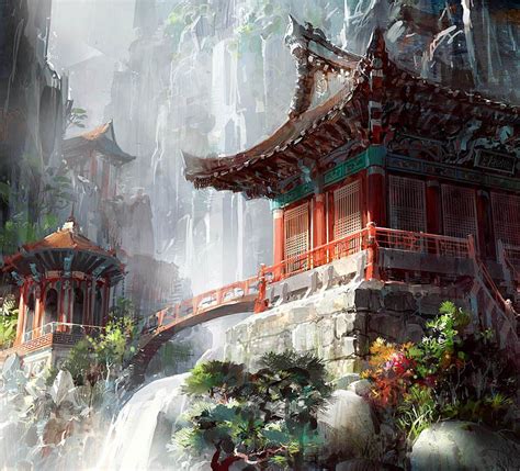 Pagoda Fantasy Art Wall Loft