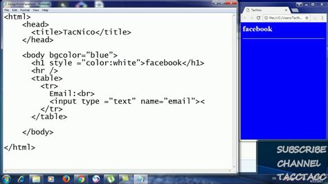 How To Learn Html In Notepad Design Form Facebook Youtube