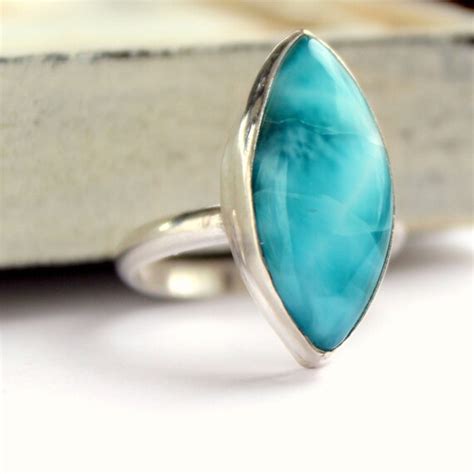 Items Similar To Caribbean Blue Larimar Sterling Silver Ring Size 8