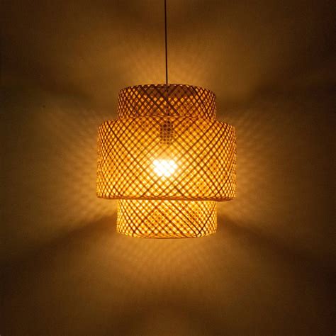Hand Woven Bamboo Pendant Light Natural Chandeliers Domed Shape