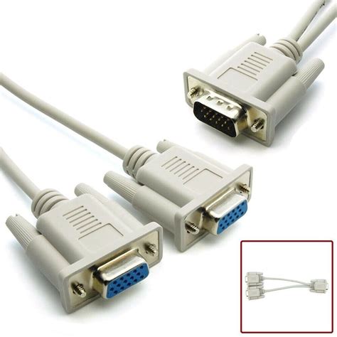 8 Vga Db15hd Male To Dual 2 Db15 Hd Female Y Splitter Cable Monitor