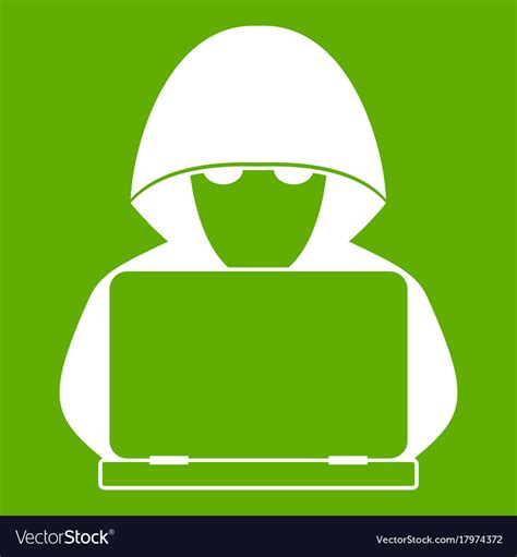 Computer Hacker With Laptop Icon Green Royalty Free Vector