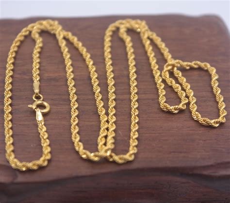 Real Pure 18k Yellow Gold Chain 2mmw Rope Womens Link Wealthy T