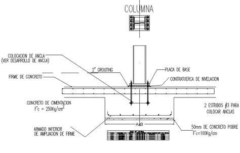 Foundation To Column Section Detail Dwg File Cadbull