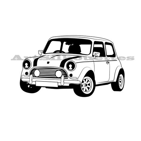 A Black And White Drawing Of An Old Car With The Hood Up On A White