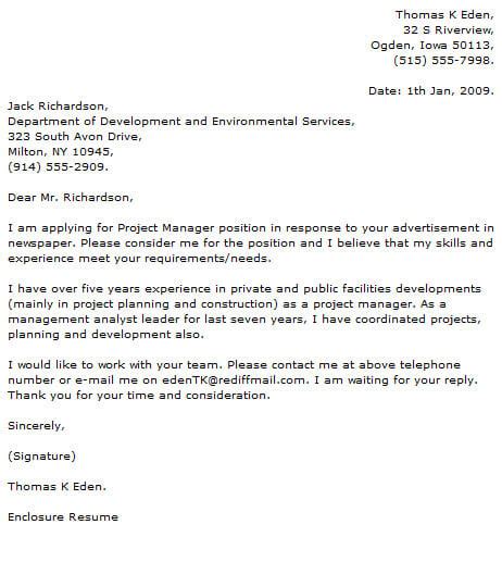 These applications lacked good project descriptions and did not align to the pmi/pmbok way. Project Manager Cover Letter Examples | Cover-Letter-Now