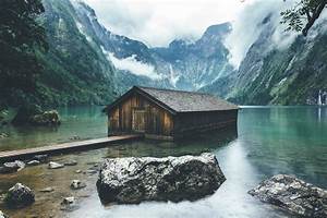 Nature, Landscape, Lake, Boathouses, Germany, Mountain