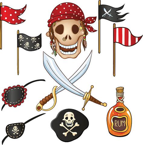 Funny Pirate Boy With Sword Jolly Roger Illustrations Royalty Free