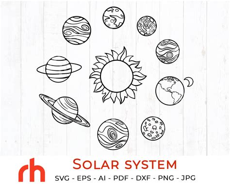 Solar System Svg Planets Svg Solar System Silhouette Etsy