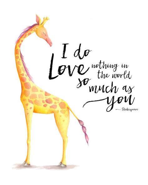 Watercolor Giraffe Nursery Decor Watercolor Wall Art Quote Print For