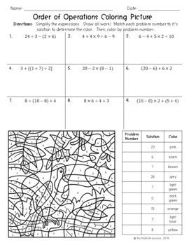 Students will solve the 10 problems using the proper order of operations, then use their answers to find the corresponding color from the key. Order of Operations Toucan Coloring Picture (5.OA.A.1) by ...