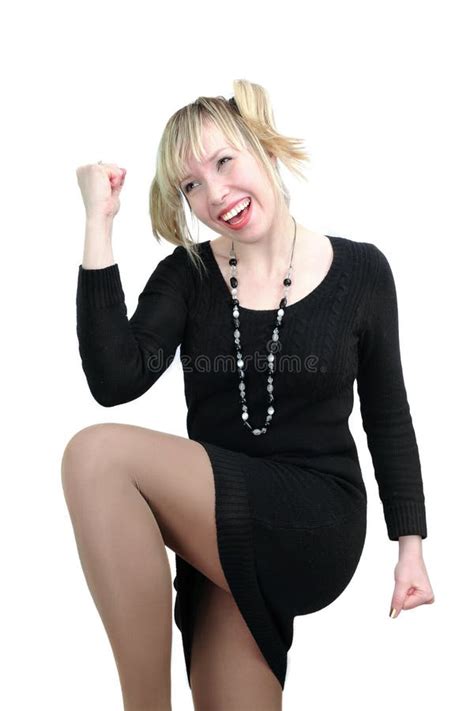 blondine im schwarzen kleid stockfoto bild von kleid ehrgeizig 10377746