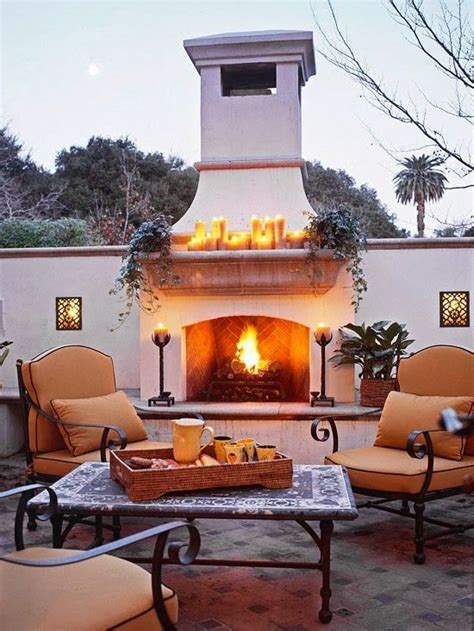Inspiration Villa Courtyard Fireplace Outdoor Living Backyard