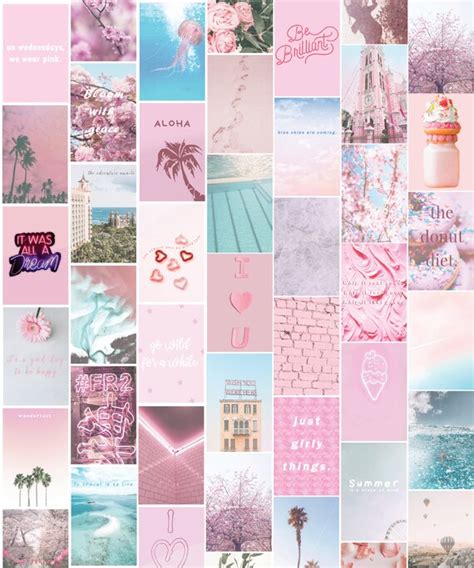 60 Images Pink Aesthetic Collage Kit Soft Pink Dorm Room Etsy Uk