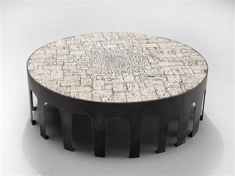 A ceramic table top signed by pia manu ca.1960 belgium artist. Handmade Pia Manu Coffee Table in Travertine For Sale at ...