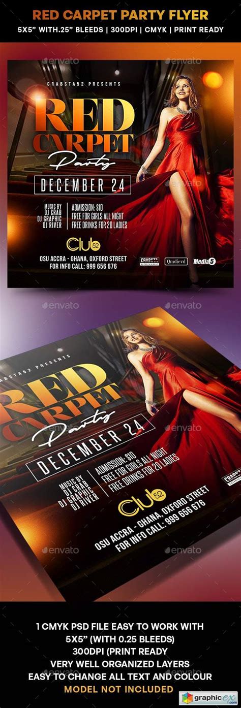 red carpet party flyer   vector stock image photoshop icon