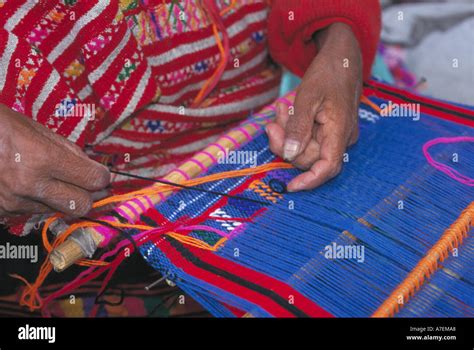 North America Mexico Oaxaca Demonstration Of Backstrap Loom Weaving