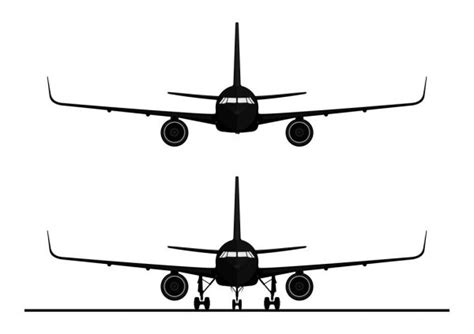 Front Back View Airplane Vector Illustration Stock Vector Image By