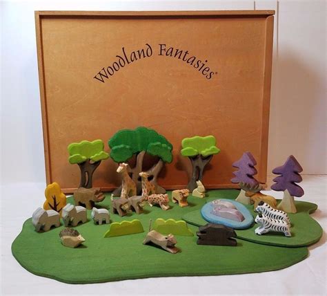 Woodland Fantasies Wood Wooden Jungle Forest Playset Zoo Noahs Ark