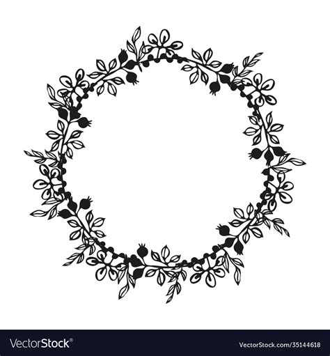 Hand Drawn Wreath Floral Design Royalty Free Vector Image