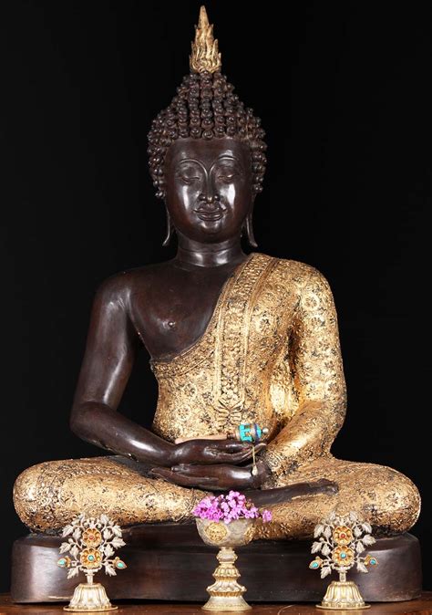 Brass Meditating Buddha With Brocade Robes 29 50t41zz Hindu Gods