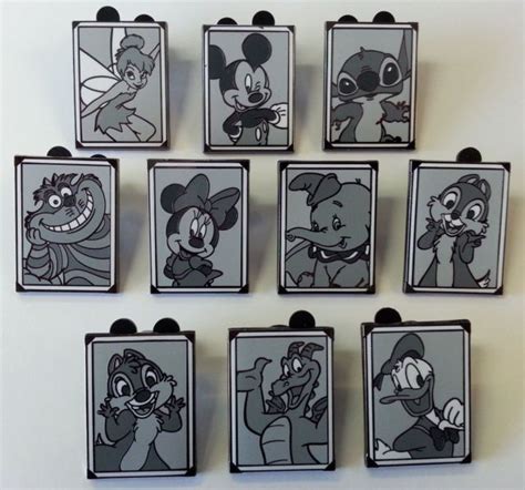 Disney Wdw Pwp Collection Black And White Snapshots 10 Pin Set