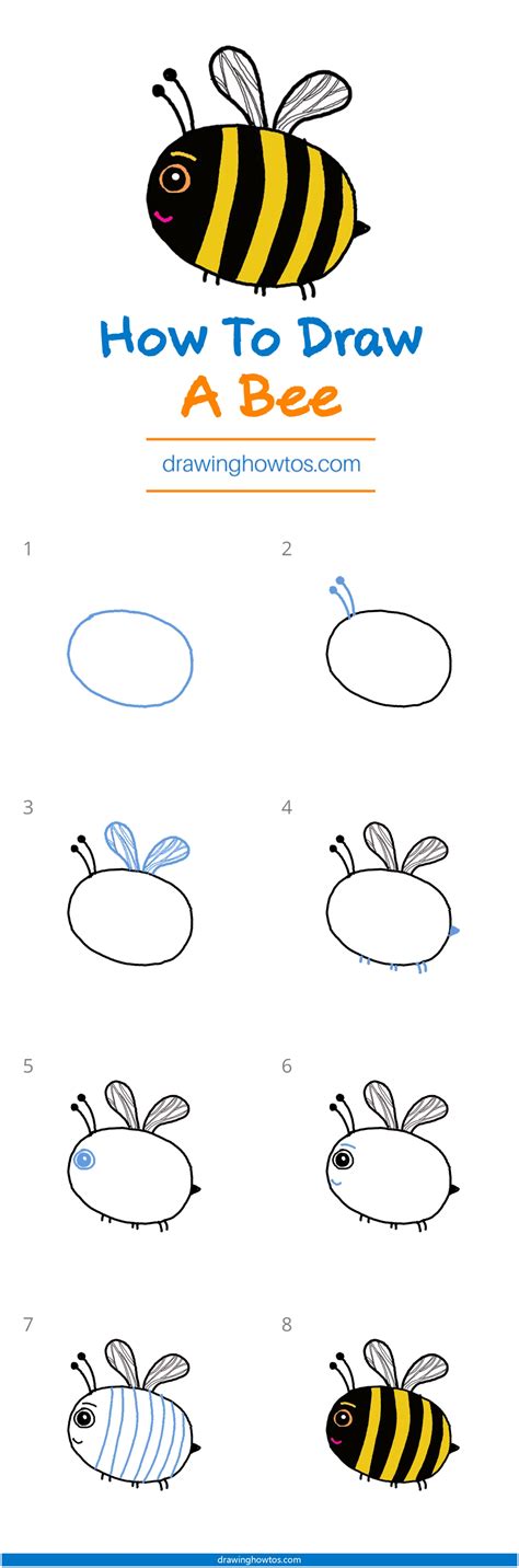 How To Draw A Bee Step By Step Easy Drawing Guides Drawing Howtos