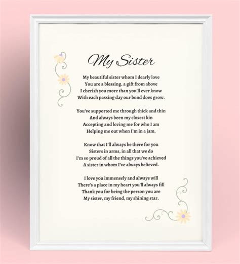 original sister poem birthday poem for sister digital wall art sister poems sisterhood