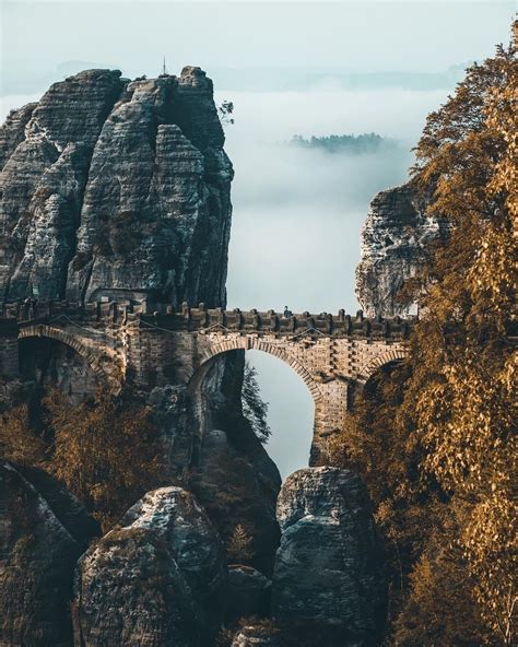 Bastei Bridge Is The Most Famous Landmark In The Saxon Switzerland