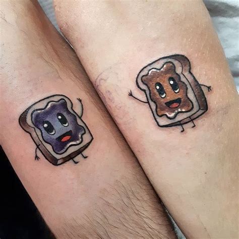 Peanut Butter Jelly Matching Tattoos Lineartdrawingspeoplepng