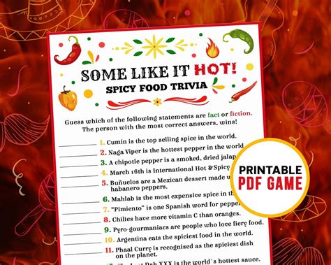 Cinco De Mayo Party Games Spicy Food Trivia Printable Games For Adults