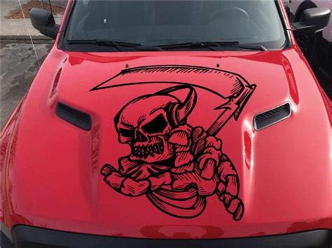 Sport Side Skull Winged Reaper Grunge Design Hood Door Car Bed Pickup