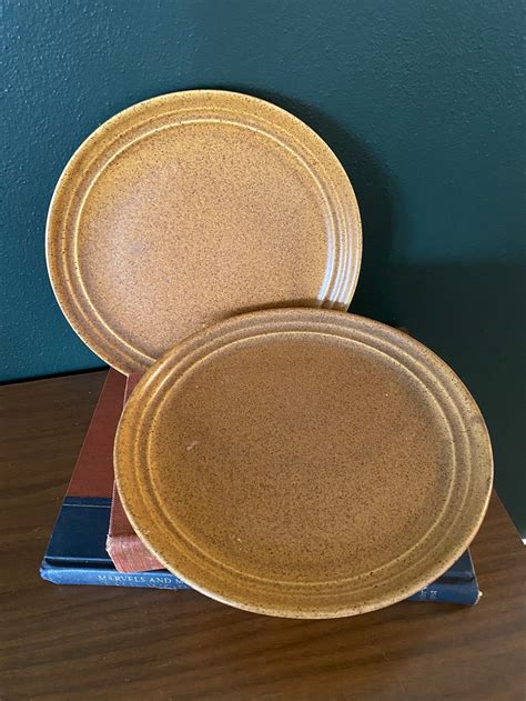 Brown Speckled Pottery Plates 10 Inch Plate Set Of 2 Etsy