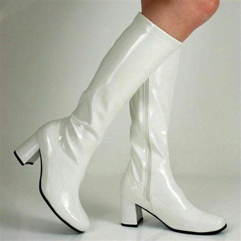 white go go gogo ladies mens retro boots womens knee high boots 60s 70s